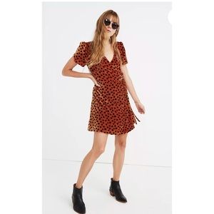 Madewell Leopard Dot Velvet Wrap Dress